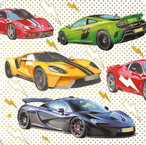Birthday Card for Friend or Relative – Vibrant High-Performance Super Cars Design