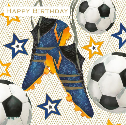 Birthday Card for Friend or Relative – Outdoorsy Hanging Boots and Hiking Gear Design