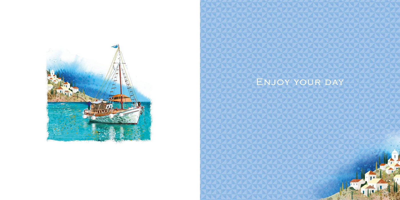 Birthday Card for Friend or Relative – Classic Sailing Boat on Calm Waters
