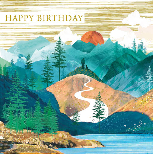 Birthday Card for Friend or Relative – Gentle River Landscape with Stone Bridge