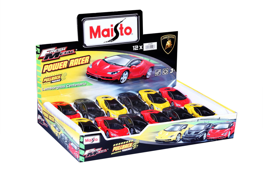 Fresh Metal Power Racer Pull Back Lamborghini Centenario 12Pc Dispenser