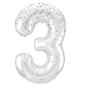 Rose Gold Printed Number 3 Giant Foil Helium Balloon 34" (Optional Helium Inflation)