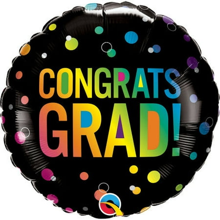 Congrats Grad Ombre Dots Foil Balloon (Optional Helium Inflation)