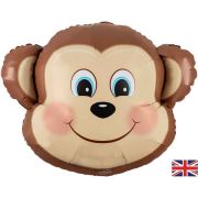 25" Cute Monkey Metallic Shaped Foil Supershape Balloon (Optional Helium Inflation)