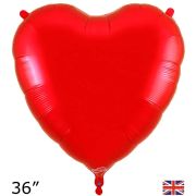36" Red Heart Foil Supershape Balloon (Optional Helium Inflation)