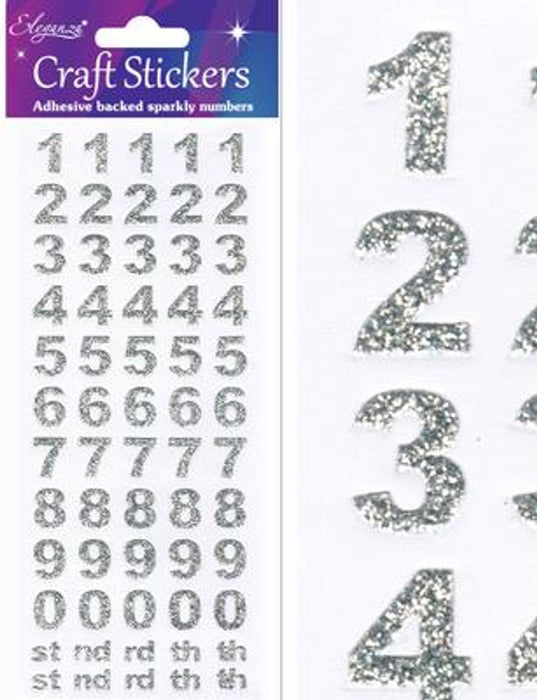 Craft Stickers Bold Number Set Silver No.66