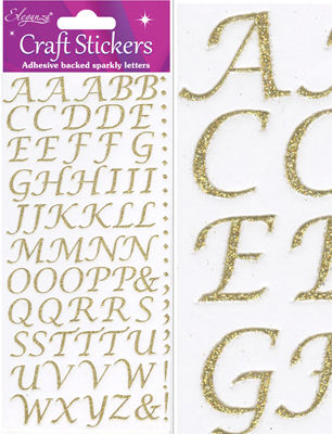 Eleganza Craft Stickers Stylised Alphabet Set Gold