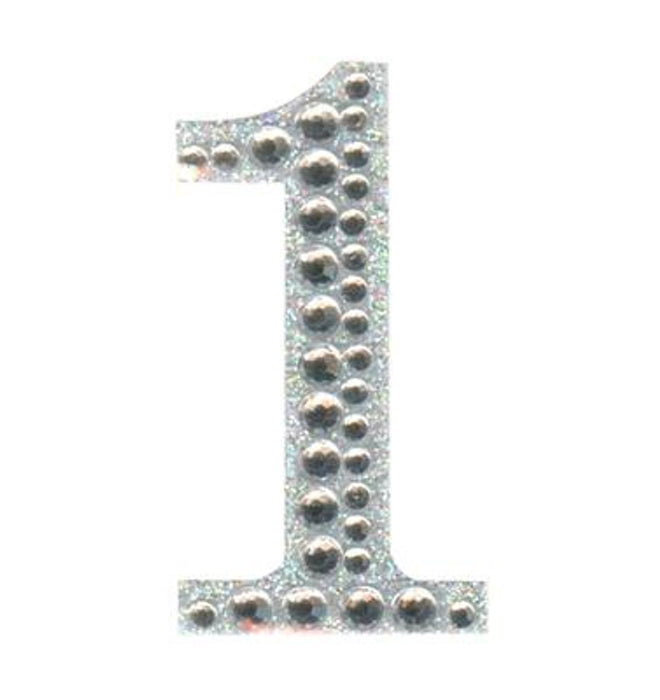 Craft Stickers 50mm Number 1 with Diamante Iridescent No.42