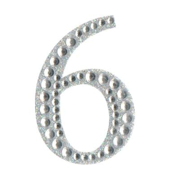 Craft Stickers 50mm Number 6 with Diamante Iridescent No.42