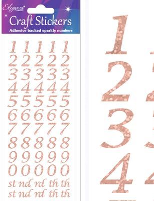 Eleganza Craft Stickers Stylised Number Set Rose Gold No.87