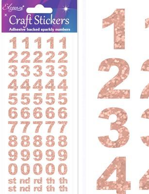 Rose Gold Bold Number Craft Stickers Set