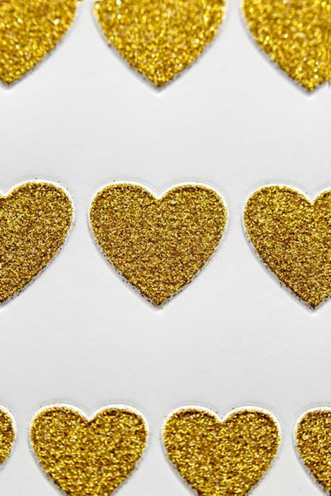 Craft Stickers Glitter Hearts Assortment Gold No.35