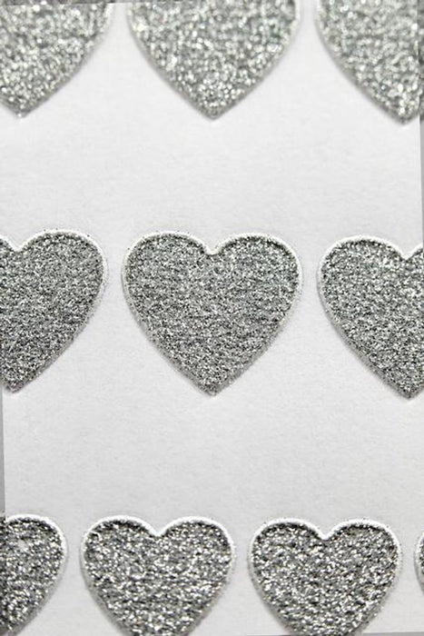Craft Stickers Glitter Hearts Assortment Silver No.24