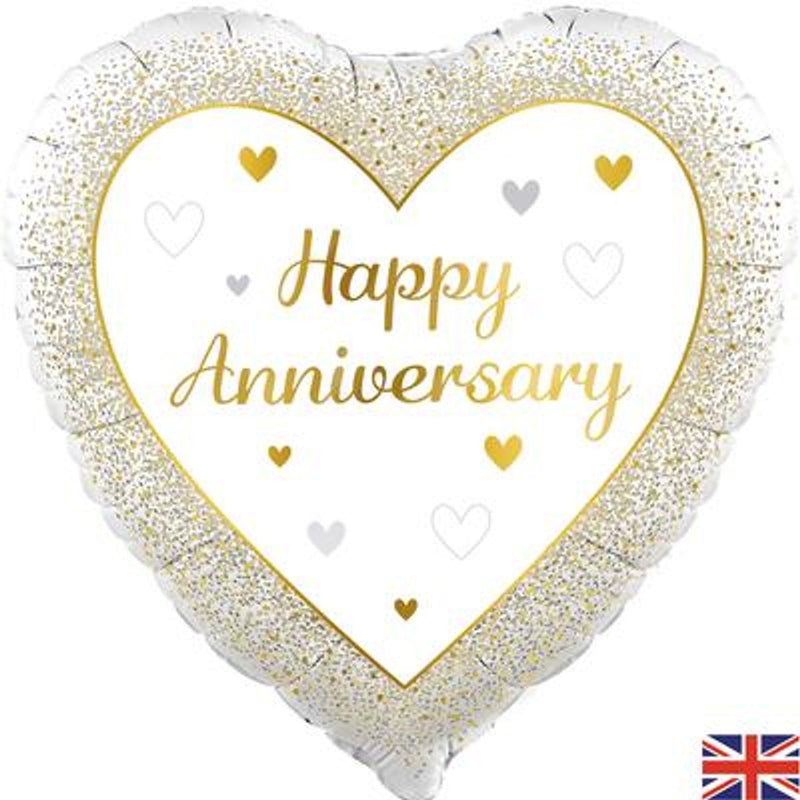 Happy Anniversary Heart 18" Foil Balloon (Optional Helium Inflation)