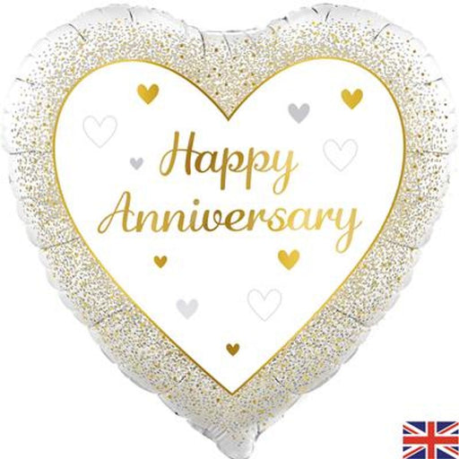 Happy Anniversary Heart 18" Foil Balloon (Optional Helium Inflation)