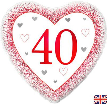 Happy 40th Anniversary Heart Ruby 18" Foil Balloon (Optional Helium Inflation)