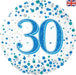 30th Sparkling Fizz Birthday Blue Holographic 18" Foil Balloon (Optional Helium Inflation)