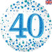 40th Sparkling Fizz Birthday Blue Holographic 18" Foil Balloon (Optional Helium Inflation)