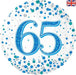 65th Sparkling Fizz Birthday Blue Holographic 18" Foil Balloon (Optional Helium Inflation)