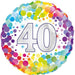 40th Colourful Confetti Birthday 18" Foil Balloon (Optional Helium Inflation)