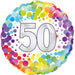 50th Colourful Confetti Birthday 18" Foil Balloon (Optional Helium Inflation)