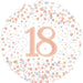 18th Sparkling Fizz Birthday White & Rose Gold Holographic 18" Foil Balloon (Optional Helium Inflation)