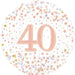 40th Sparkling Fizz Birthday White & Rose Gold Holographic 18" Foil Balloon (Optional Helium Inflation)