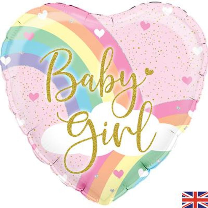 Pastel Rainbow Girl Holographic 18" Foil Balloon (Optional Helium Inflation)
