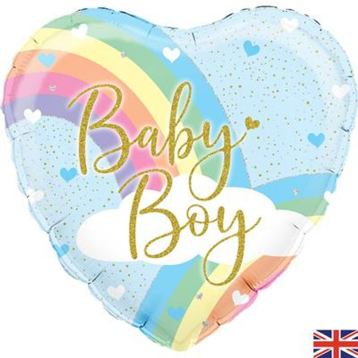 Pastel Rainbow Boy Holographic 18" Foil Balloon (Optional Helium Inflation)