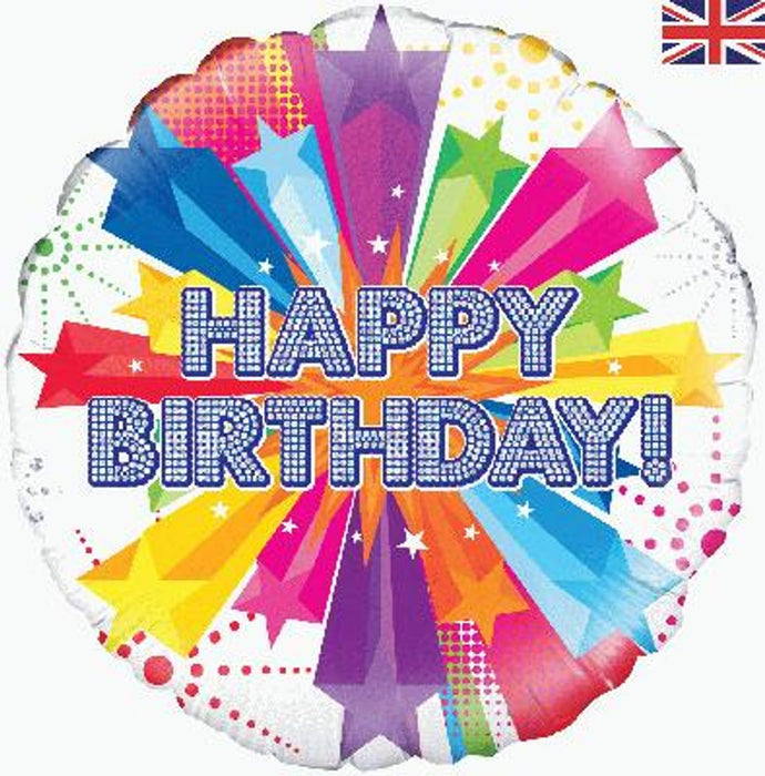 Bright Star Birthday Holographic 18" Foil Balloon (Optional Helium Inflation)