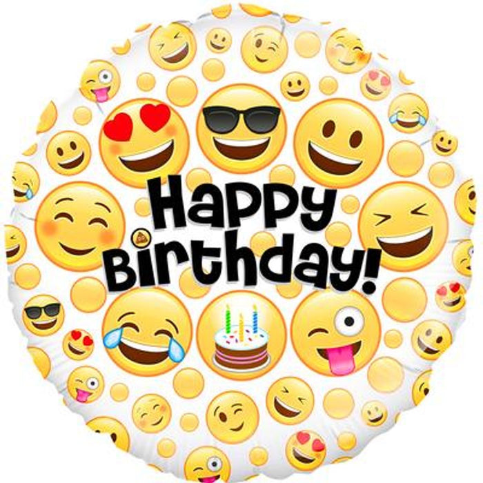 Birthday Emoji 18" Foil Balloon (Optional Helium Inflation)