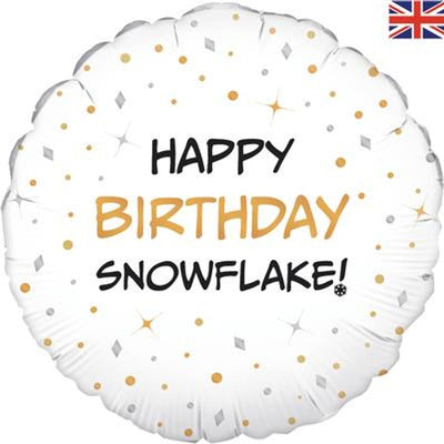 Happy Birthday Snowflake 18" Foil Balloon (Optional Helium Inflation)