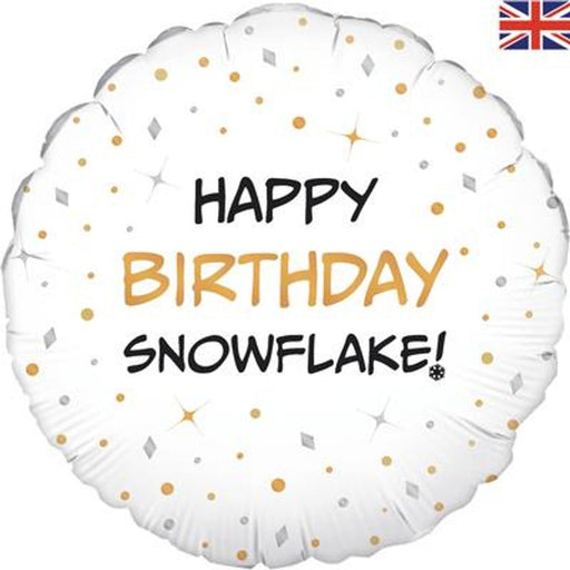 Happy Birthday Snowflake 18" Foil Balloon (Optional Helium Inflation)