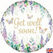 Watercolour Floral Get Well Soon 18" Foil Balloon (Optional Helium Inflation)