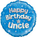 Happy Birthday Uncle Blue Holographic 18" Foil Balloon (Optional Helium Inflation)