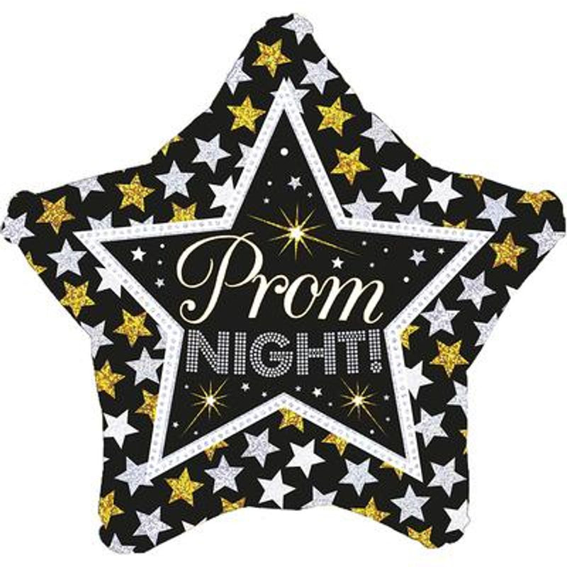 Prom Night Stars Holographic 19" Foil Balloon (Optional Helium Inflation)