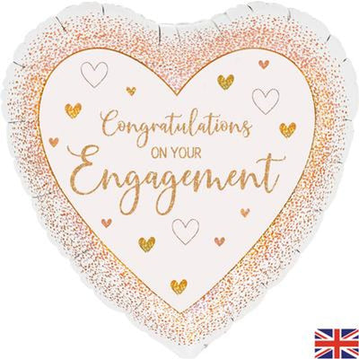 Engagement Rose Gold Heart 18" Foil Balloon (Optional Helium Inflation)