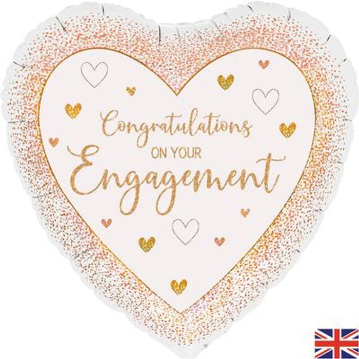 Engagement Rose Gold Heart 18" Foil Balloon (Optional Helium Inflation)