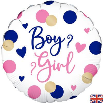 Pink and Navy Gender Reveal 18" Foil Balloon (Optional Helium Inflation)