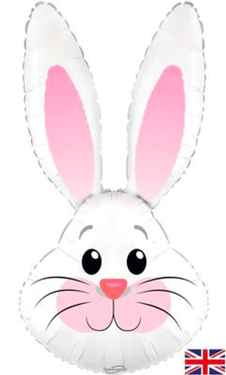 Cute Rabbit White Metallic 35" Foil Balloon (Optional Helium Inflation)