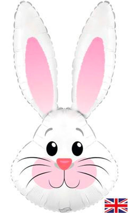 Cute Rabbit White Metallic 35" Foil Balloon (Optional Helium Inflation)