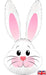 Cute Rabbit White Metallic 35" Foil Balloon (Optional Helium Inflation)