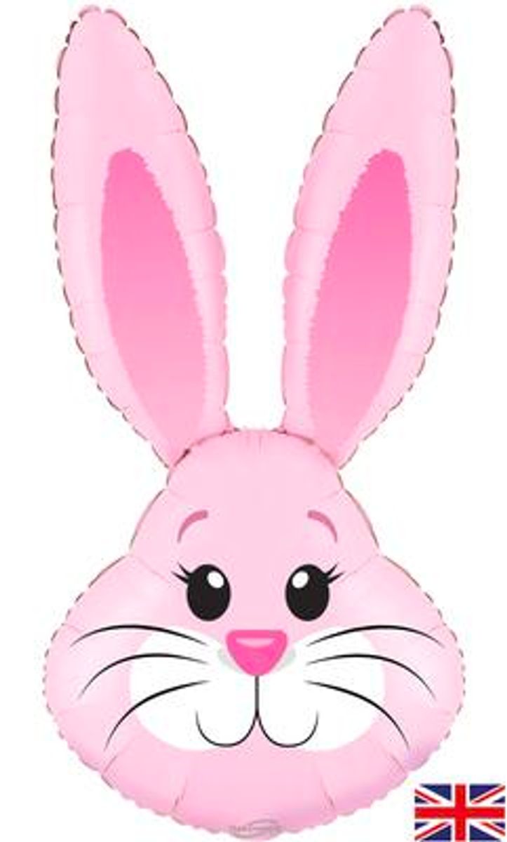 Cute Rabbit Pink Metallic 35" Foil Balloon (Optional Helium Inflation)