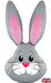 Cute Rabbit Grey Metallic 35" Foil Balloon (Optional Helium Inflation)