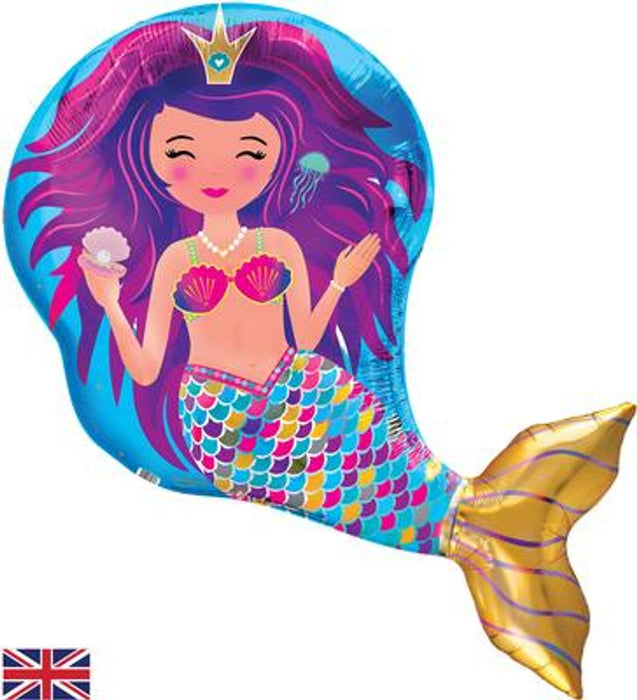 Iridescent Mermaid 35" x 26" Foil Balloon (Optional Helium Inflation)