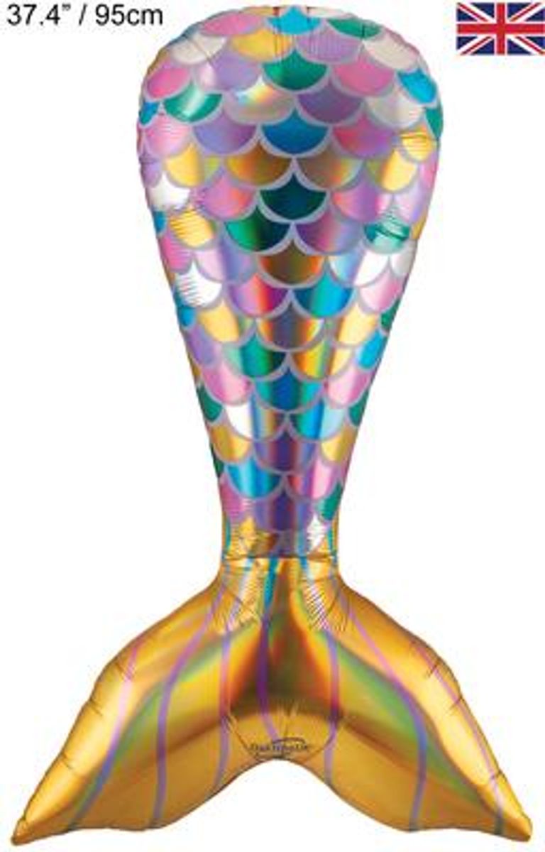 Iridescent Mermaid Tail 37.4" Foil Balloon (Optional Helium Inflation)