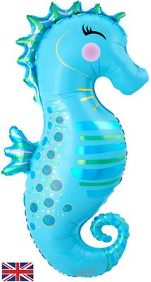 Iridescent Seahorse 35" Foil Balloon (Optional Helium Inflation)