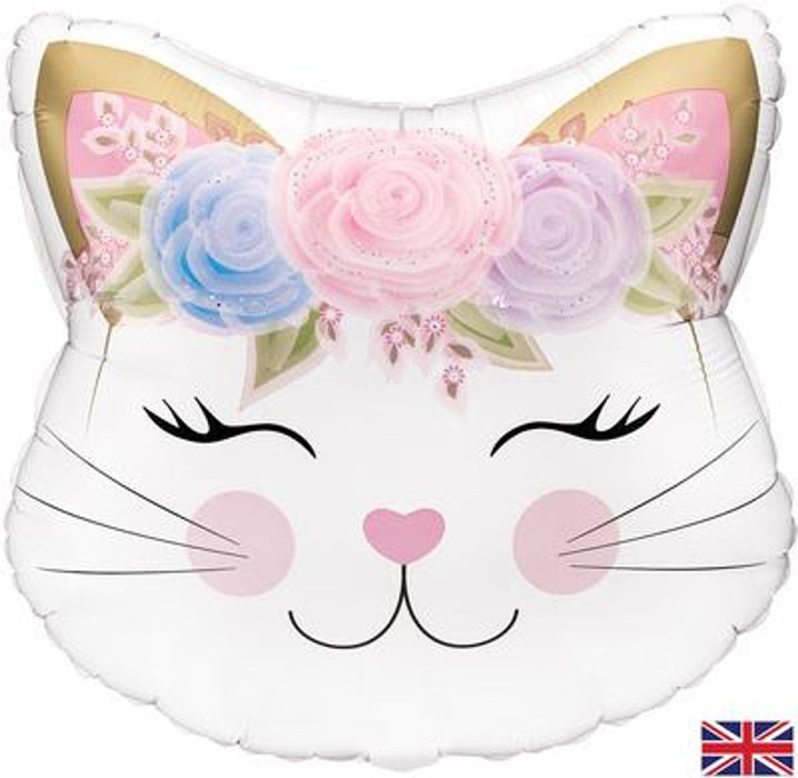 Floral Kitten Holographic 22" Foil Balloon (Optional Helium Inflation)