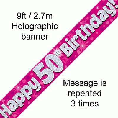 Banner 50th Birthday pink
