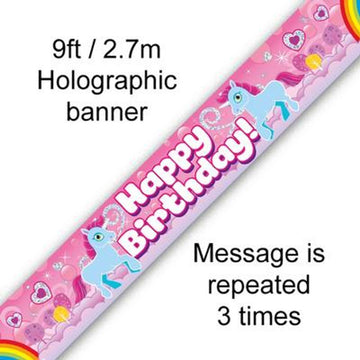 9ft Banner Unicorn Rainbow Birthday